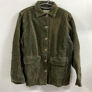 Vintage Color System Wome’s Corduroy Button Up Dark Green Medium